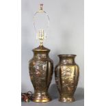 A pair of Japanese mixed metal bronze vases