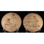 (lot of 2) Classical style terracotta circular plaques