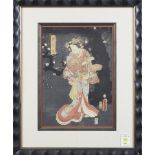 Set of 3 Toyokuni III triptych framed prints