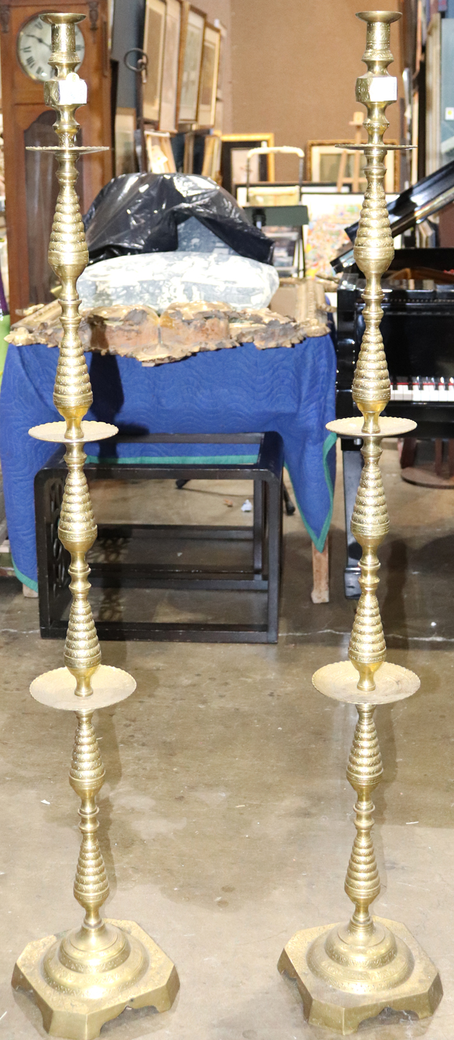 Pair of Persian style candlestands