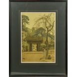 2 Yoshida prints: "Cherry Tree in Kawagoe" and Ue to ie "Plum Gateway"