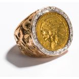 A 1914 United States 2.5 dollar and gold ring