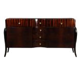 A Gio Ponti and Emilio Lancia style rosewood credenza