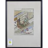 Japanese Tale of Genji print, framed