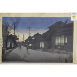 Ishiwata Koitsu, Twilight at Imamiya, print