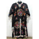 Chinese black ground embroidered ladies' robe