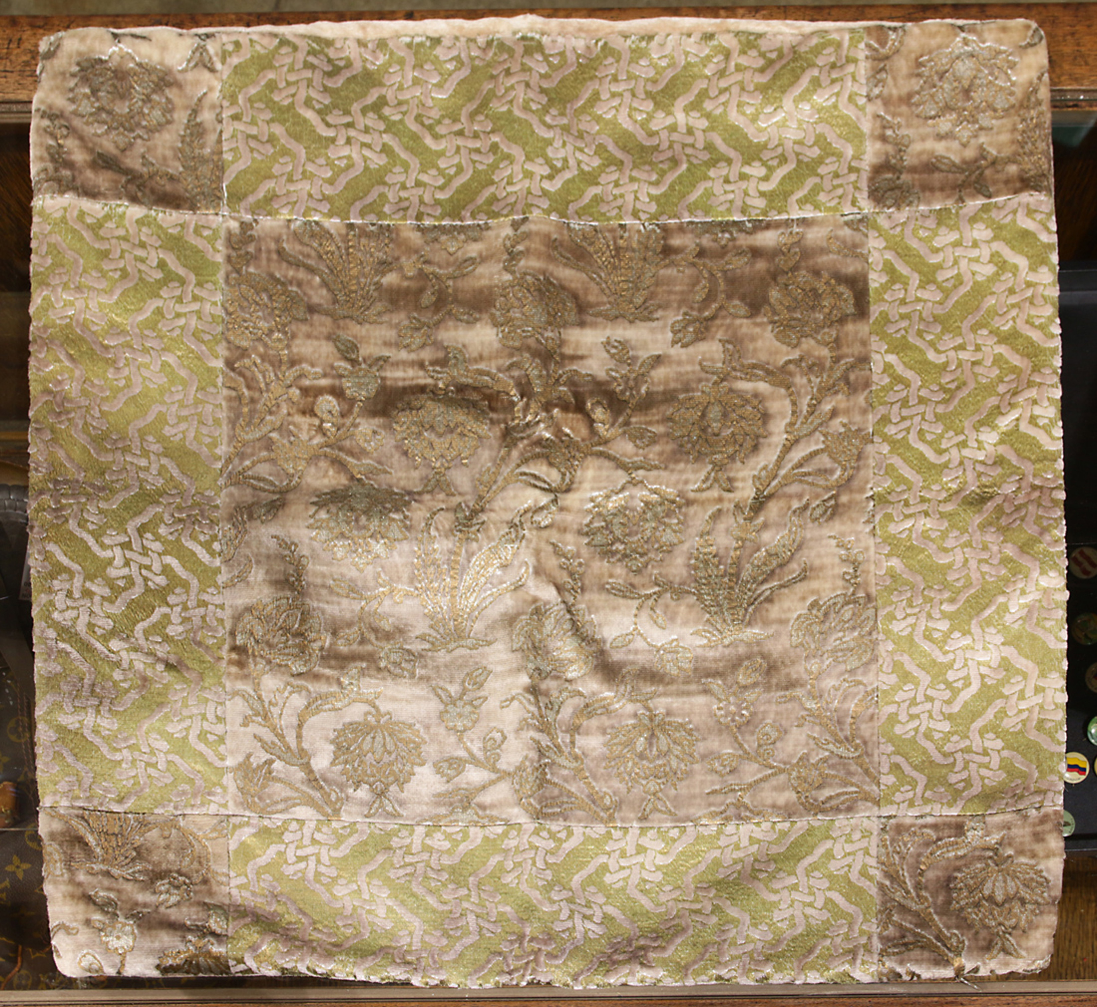 (lot of 3) Veneta Studium velvet pillow shams, the larger two 20" square - Image 3 of 3