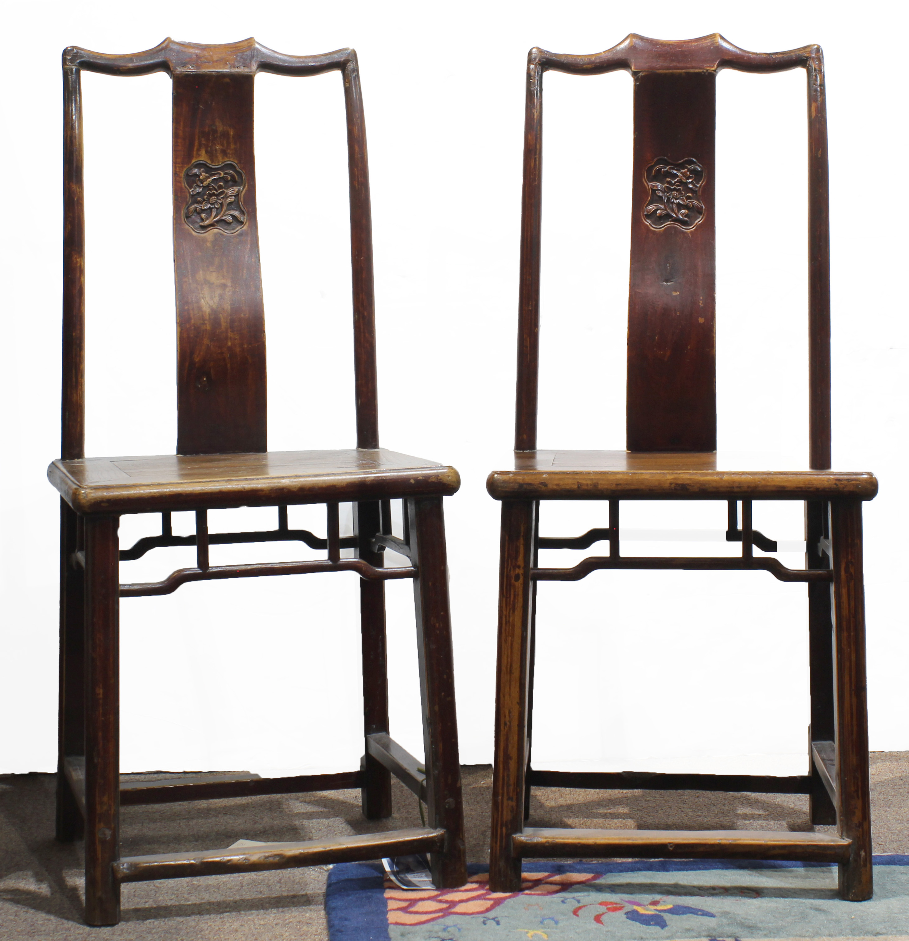 Pair Chinese hardwood chairs