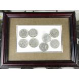 Framed decorative coin group