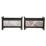 A pair of inset marble and patinated metal jardinieres circa 1900