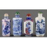 A (lot of 4) Chinese blue and white snuff bottles