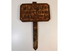 A cast iron Ladies Golf Union competition tee sign