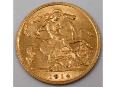 A 1914 George V half gold sovereign