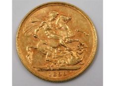 A 1899 Victorian Melbourne mint full gold sovereig