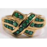 A 9ct gold ring set with emerald 3g, size L/M