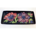 A floral Moorcroft pottery tray 8in wide x 3.5in d