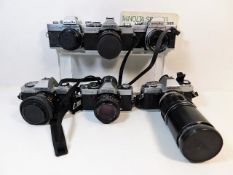 Six 35mm film cameras by Minolta: two X300 models;
