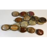 A metal mounted agate belt a/f 29in long in total