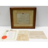 A framed WW1 Despatch note awarded Machine Gun Cor