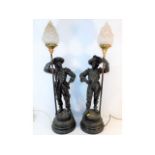 A pair of large early 20thC. lamps 35.5in tall, so