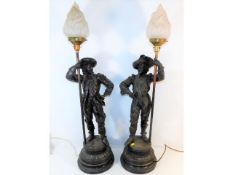 A pair of large early 20thC. lamps 35.5in tall, so