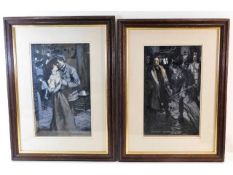 Two oak framed Maurice William Greiffenhagen pen &