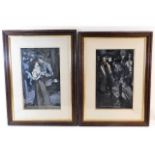 Two oak framed Maurice William Greiffenhagen pen &