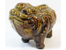 A 19thC. Chinese Shiwan pottery three legged toad