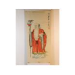 A Chinese watercolour of an elder 26.25in with ins