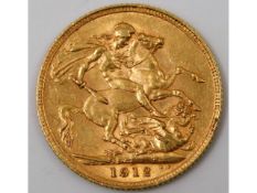 A 1912 George V full gold sovereign