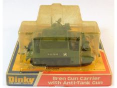 A boxed Dinky model Bren Gun Carrier with anti-tan