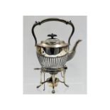 An antique silver plated spirit kettle & stand by