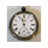 A silver English lever pocket watch "Iverson Bros