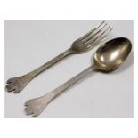 A Sheffield silver 1980 trefid spoon & fork Christ