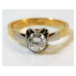 An 18ct gold ring set with a lively diamond of good clarity approx. 0.7ct 3.4g, size L