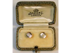 A pair of 18ct gold & platinum collar studs set wi