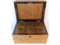 A 19thC. satinwood & rosewood spice box, 14in wide