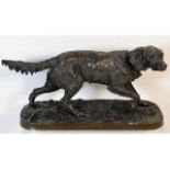 A 19thC. Coalbrookdale bronze figure of setter hun