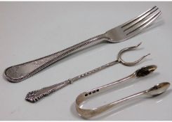 Three pieces of silverware: Pickle fork - Birmingh