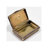 An 1838 Birmingham silver snuff box by Thomas T. Shaw, gilt lined to base & rose colour lining to to