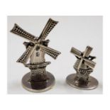 Two novelty 0.900 silver windmills, tallest 2.25in