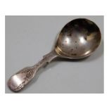 A fiddle back Sheffield silver caddy spoon with th