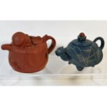 Two small Chinese Yixing teapots, largest 5.75in a
