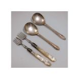 Two George Unite cake forks with mother of pearl h