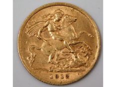 A 1912 George V half gold sovereign