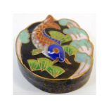 A Chinese cloisonné trinket box with carp decor 1.