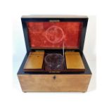 A 19thC. satinwood & rosewood tea caddy, 13.125in