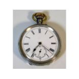 A 19thC. silver pocket watch with top winder, not