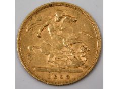 An 1898 Victorian half gold sovereign
