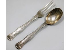 An 1845 Sheffield silver decorative christening se